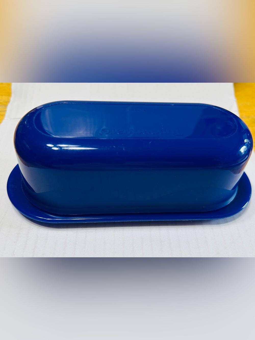 Tupperware impressions butter dish, navy blue, holds 1 stick of butter. NEW. - Picture 4 of 6